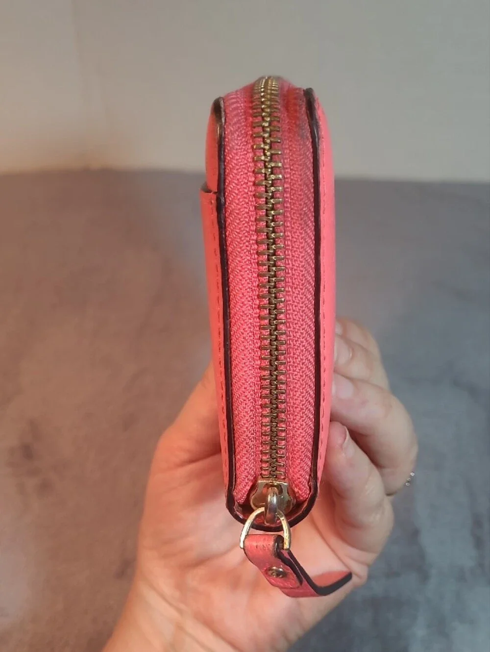 Kate Spade New York Neda From Wellesley Coral Pink Zip-around Leather Wallet